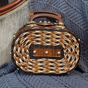 Vintage 1960s ROGER VAN S wicker Hong Kong purse